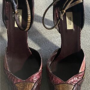 Prada Women's Maroon and Brown Heels